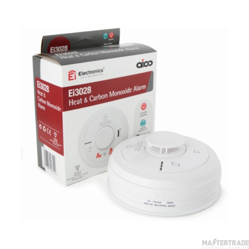 Aico Mains Heat and Carbon Monoxide Sensor Alarm with Battery Back Up
