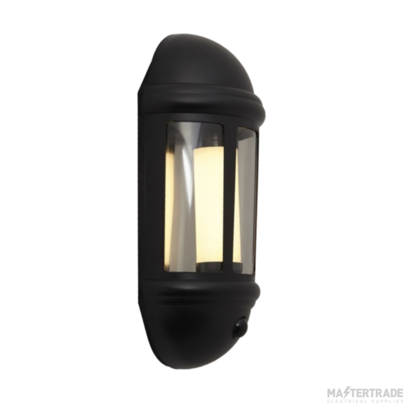 Ansell Latina 8W LED Half Lantern 3000K IP65 PIR Black