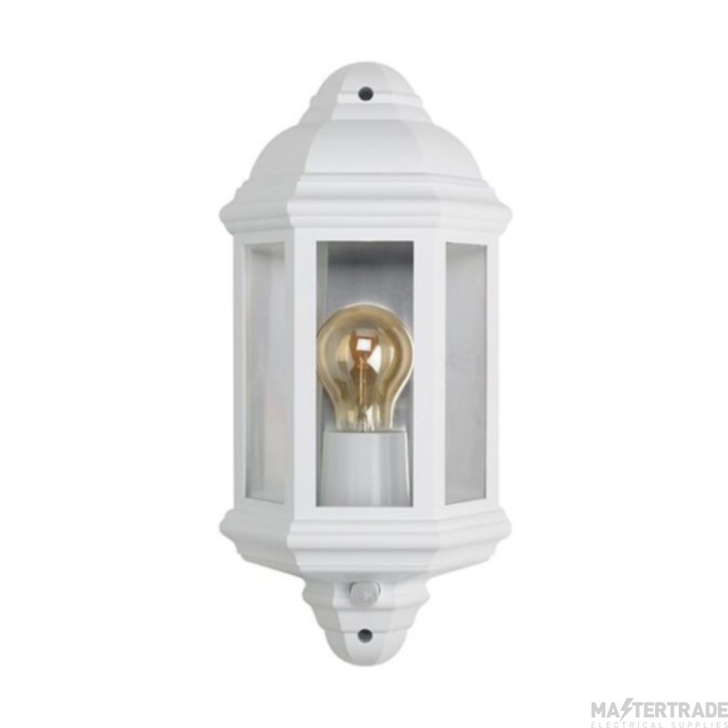 BELL Retro Vintage E27 Half Lantern IP54 White c/w PIR