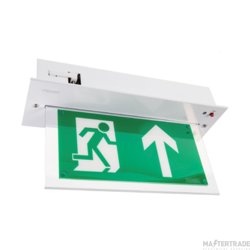 Channel Vale LED Emergency Exit Sign 3hrM Self Test c/w Legend White