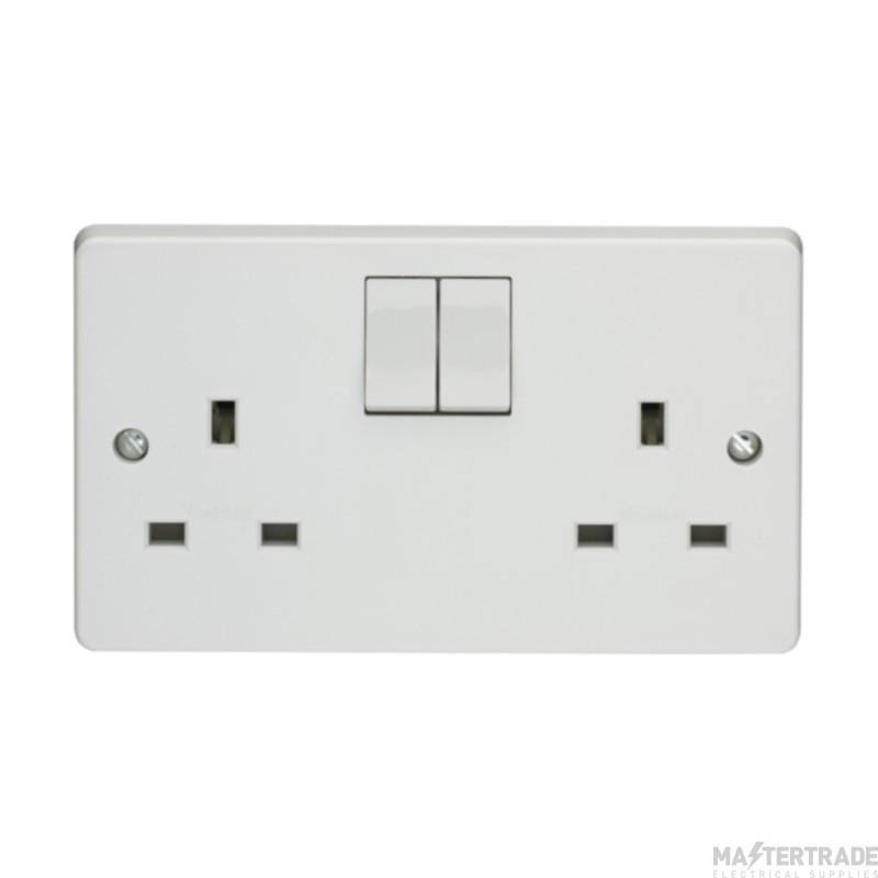 Crabtree Capital 2 Gang DP 13A Switched Socket White