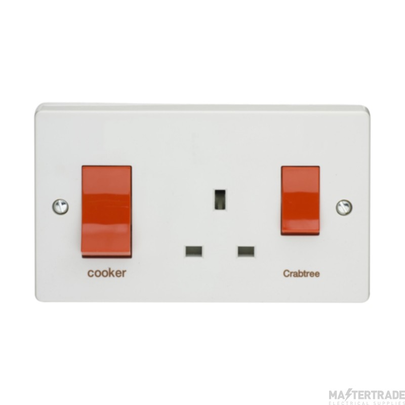 Crabtree Capital 45A DP Cooker Control Unit White c/w 13A Switched Socket