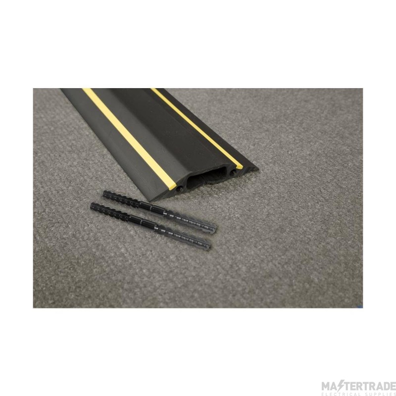 D Line Cable Protector Floor Medium Duty Pedestrian LinkableCavity 30x10mm 1.8m Black/Yellow