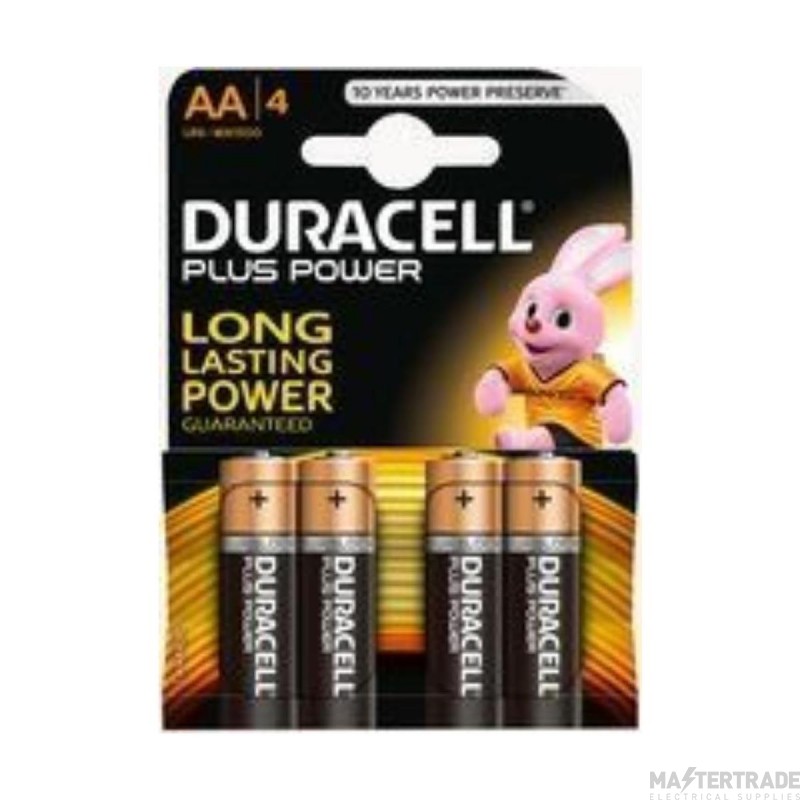 Duracell Power Plus AA Akaline Batterys Pack=4