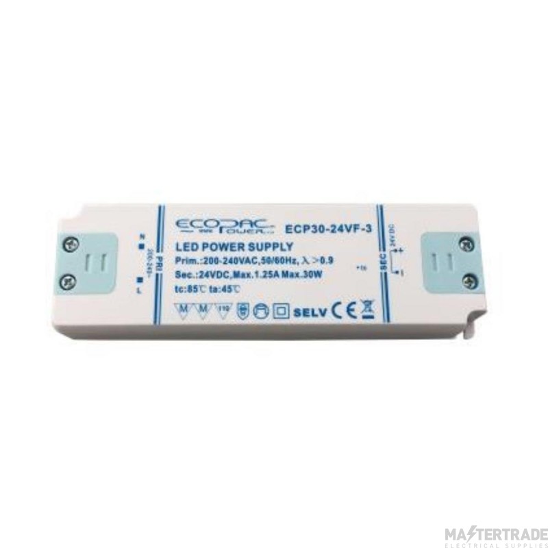 EcoPac 30W 24V Non-Dim Constant Voltage LED Driver IP20