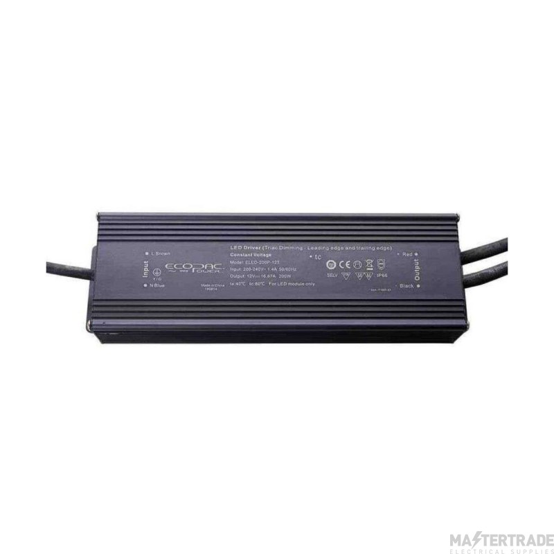 EcoPac 200W 12V TRIAC Dimmable Constant Voltage LED Driver