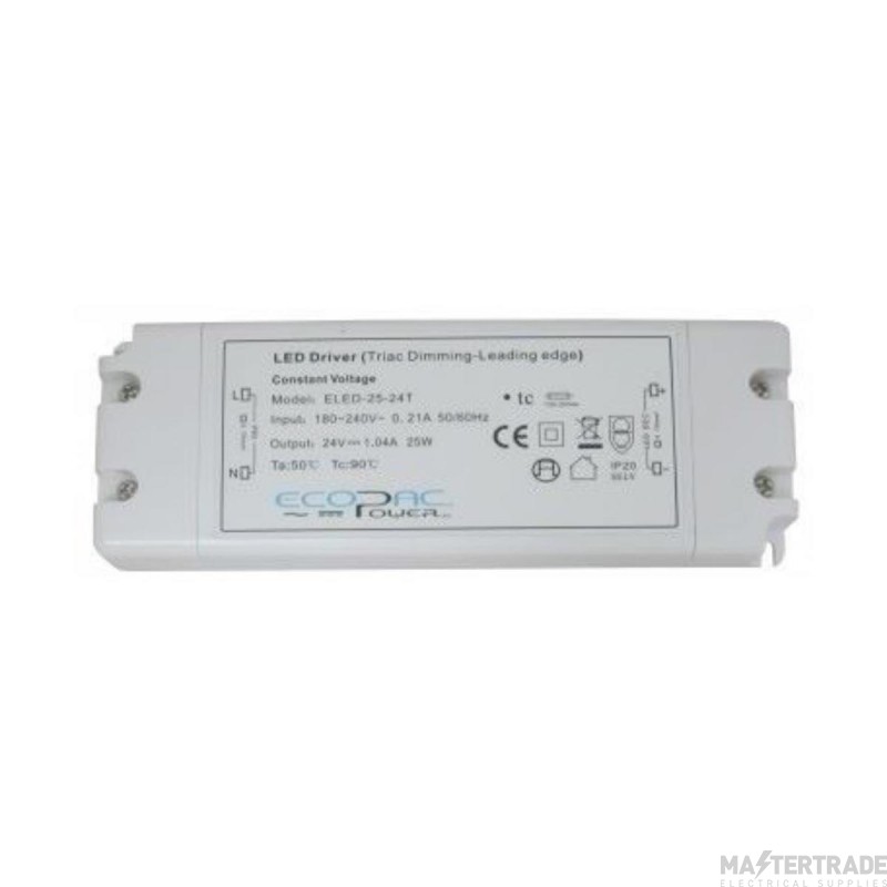 EcoPac 25W 12V TRIAC Dimmable Constant Voltage LED Driver