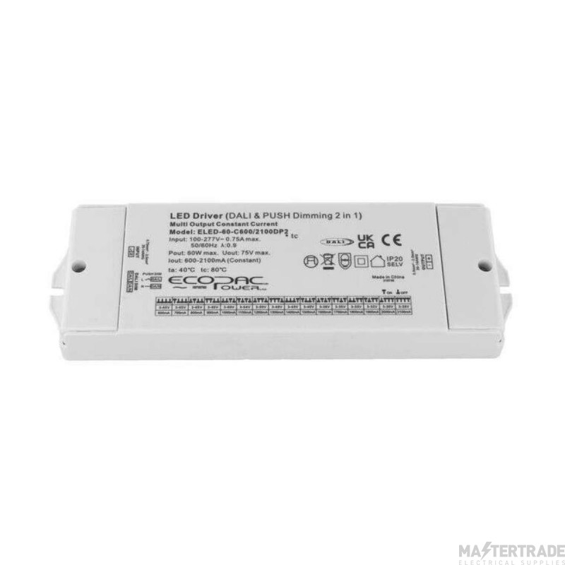 EcoPac 60W Constant Current DALI2 + Push Dimmable Selectable