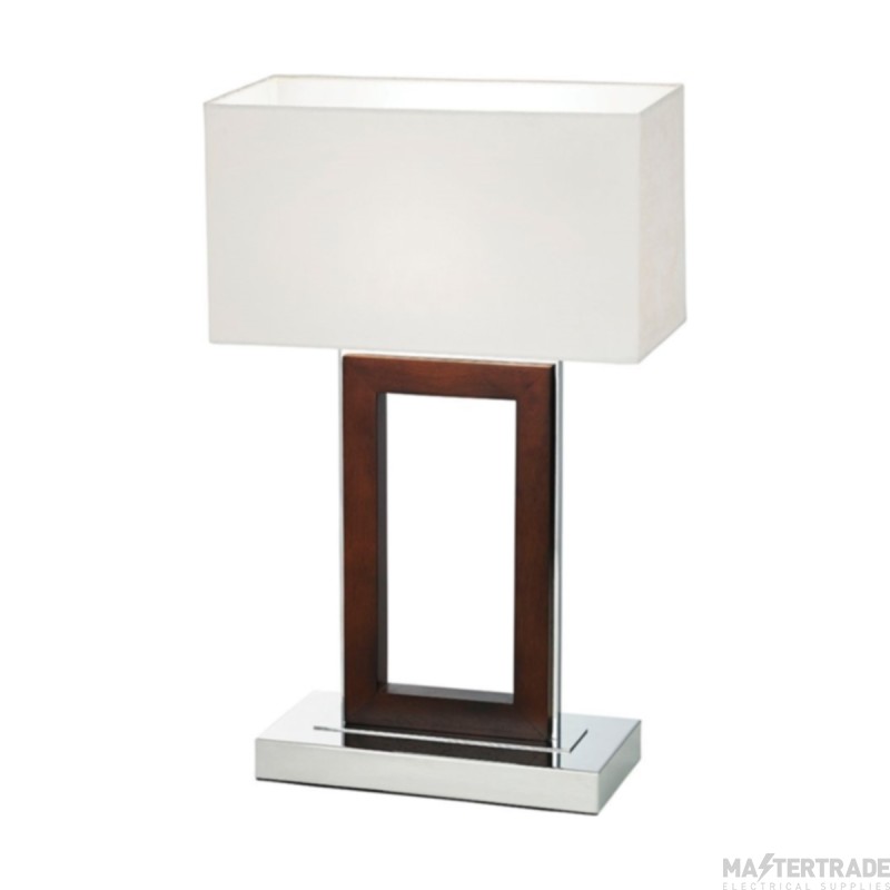 Endon Dark Wood Table Lamp With Shade