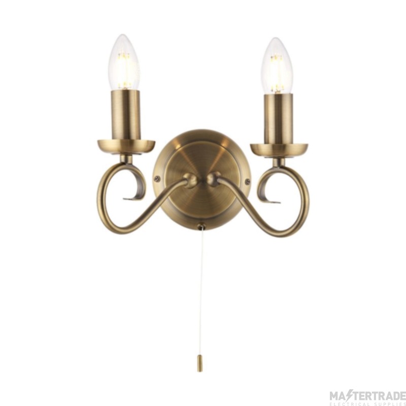 Endon 2 Light Wall In Antique Brass