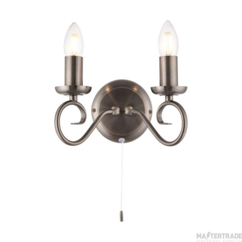 Endon 2 Light Wall In Antique Silver