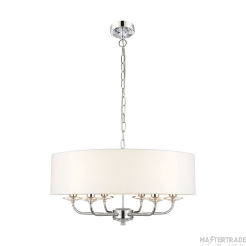 Endon Nixon Ceiling Pendant Light in Nickel with White Silk Shade