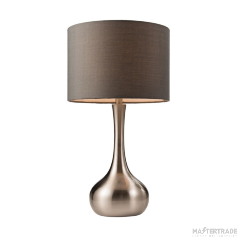 Endon Piccadilly Satin Nickel Touch Table Lamp with Dark Grey Shade