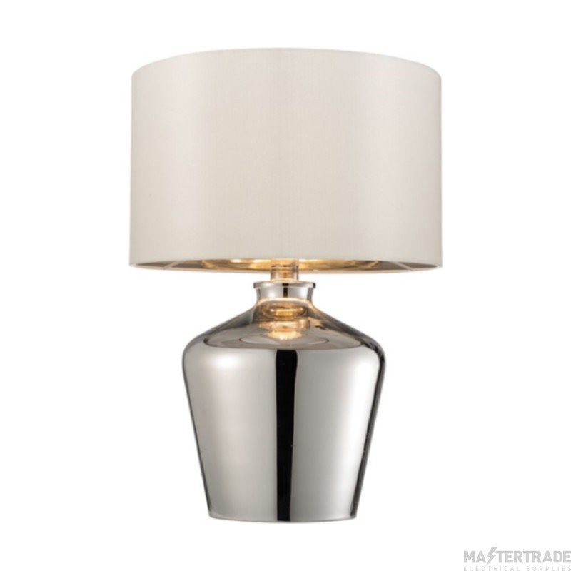 Endon Waldorf Chrome Glass Table Lamp with Ivory Silk Shade