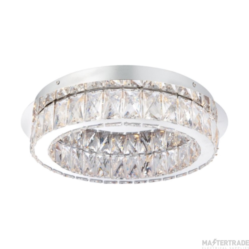 Endon Swayze Chrome and Clear Faceted Acrylic Flush Ceiling Light