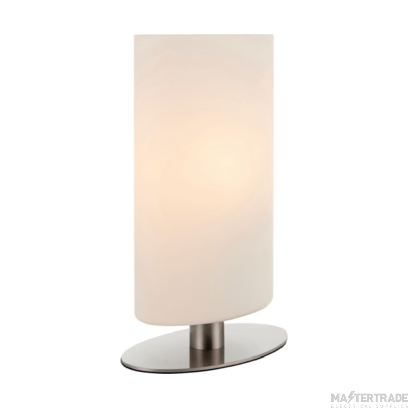 Endon Palmer Touch Table Lamp In Satin Nickel And Matt Opal Duplex Glass