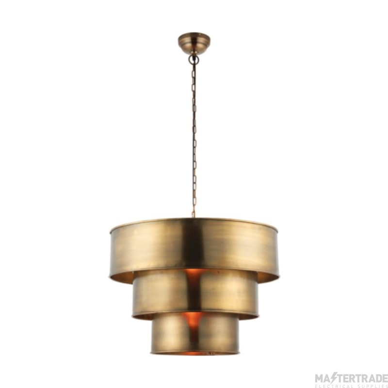 Endon Morad 1 Light 3 Tiered Ceiling Pendant In Aged Brass Diameter: 620mm