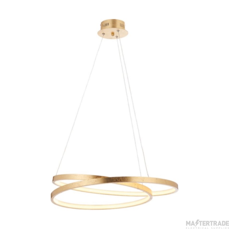 Endon Scribble Two Light LED Ceiling Pendant In Gold Leaf And Frosted Acrylic