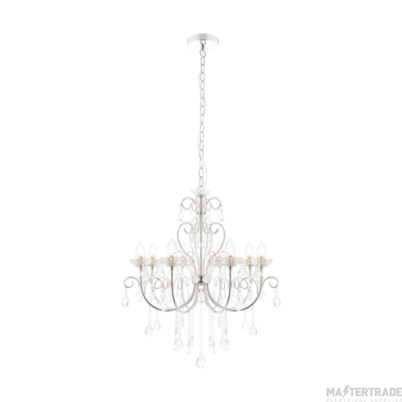 Endon Tabitha Eight Light Ceiling Pendant In Clear Crystal Glass And Chrome Plate