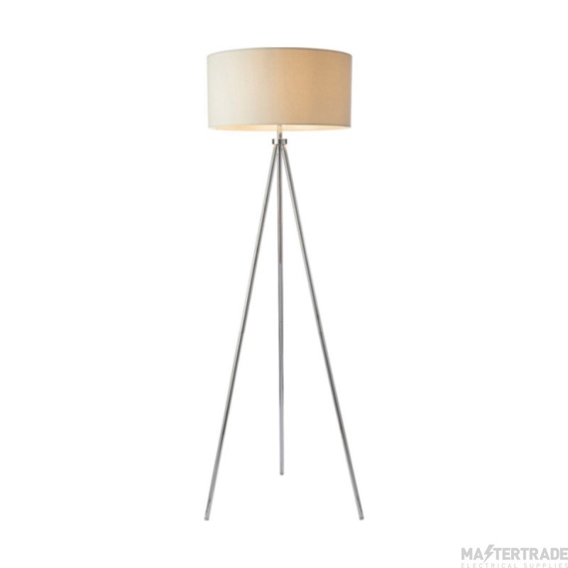 Endon Tri Ivory One Light Floor Lamp In Chrome Plate With Linen Mix Shade
