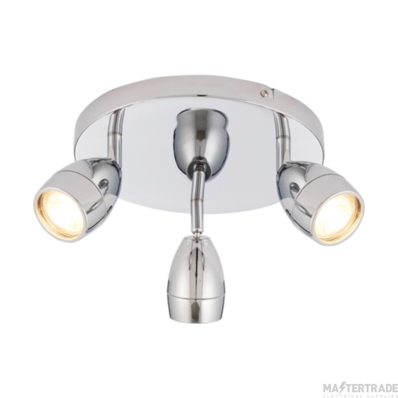 Endon Porto Three Light Round Ceiling Spotlight In Chrome Plate And Clear Glass