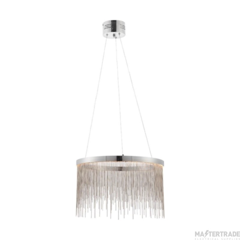 Endon Zelma One Light LED Ceiling Pendant In Chrome Plate And Silver Effect Chain