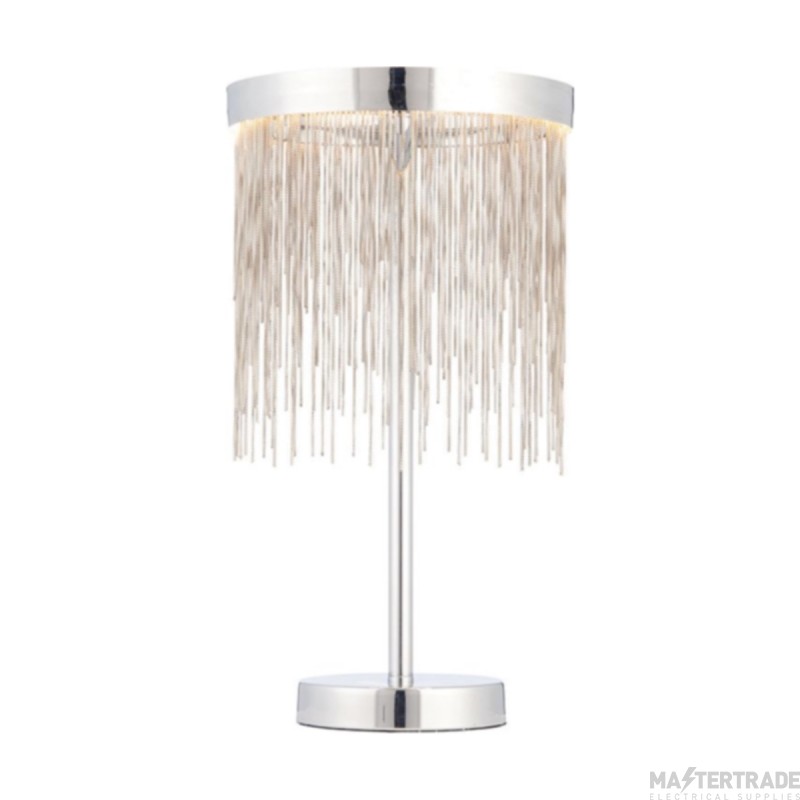 Endon Zelma One Light LED Table Lamp In Chrome Plate And Silver Effect Chain
