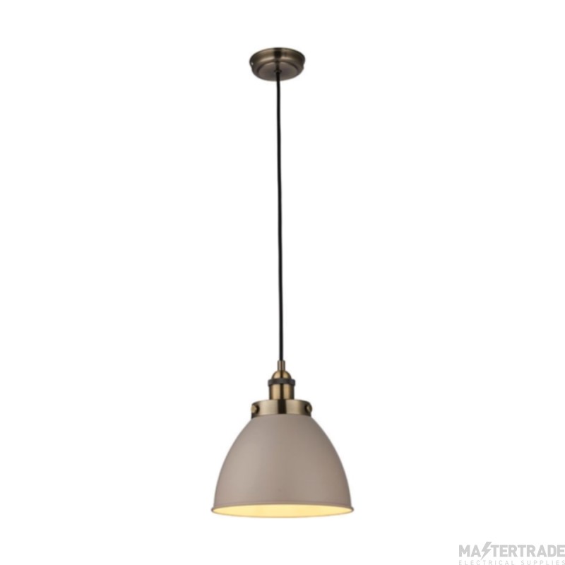 Endon Franklin 1 Light Ceiling Pendant In Satin Taupe Dia: 235mm