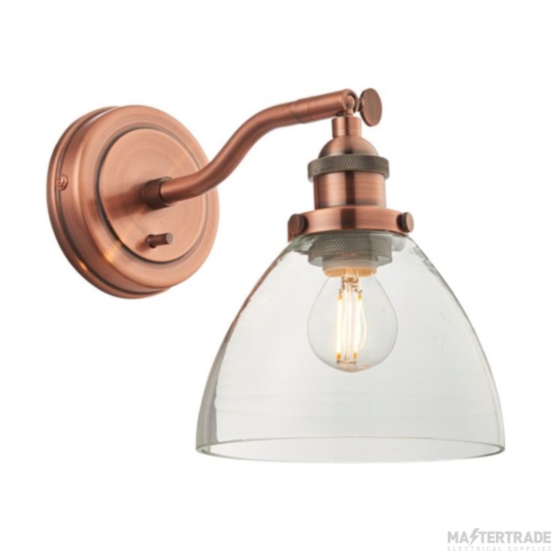 Endon Hansen 1 Light Wall In Aged Copper And Clear Glass