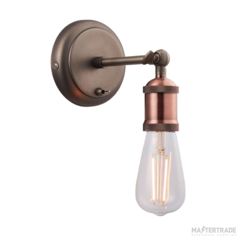 Endon Hal 1 Light Wall In Aged Pewter And Copper Plate