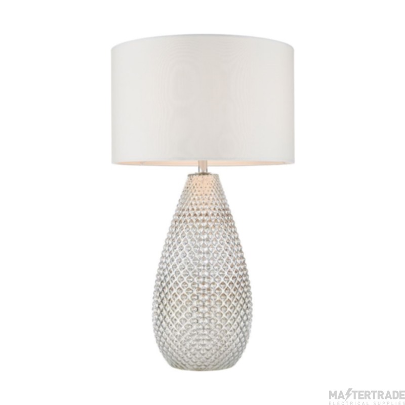 Endon Livia Table Lamp In Silver Glass And Vintage White