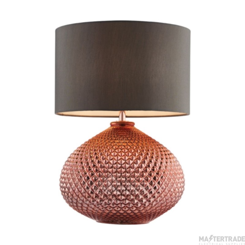 Endon Livia Table Lamp In Copper Plated Glass And Grey