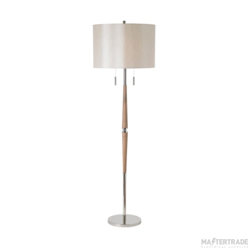Endon 2 Light Switched Wood & Chrome Floor Lamp