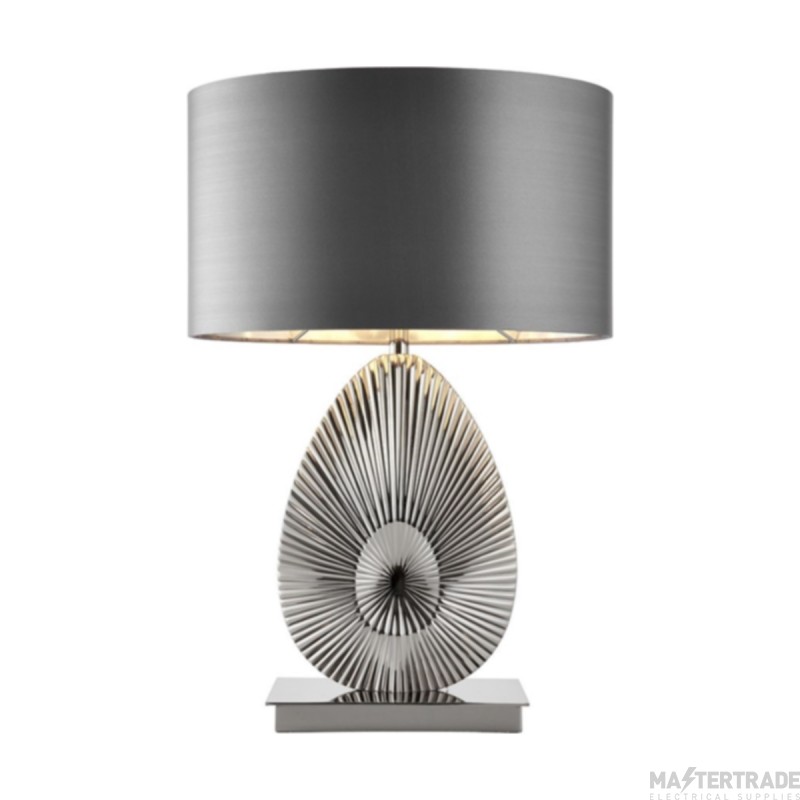 Endon Polished Nickel Table Lamp with Warm Grey Shade