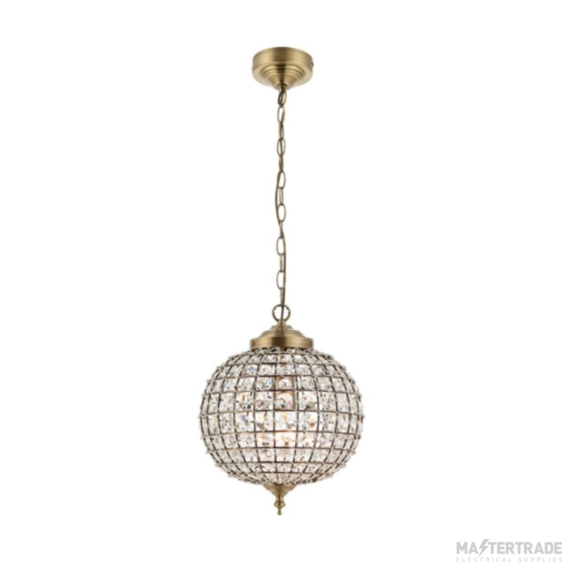 Endon Tanaro Antique Brass and Clear Glass Ceiling Pendnat Light