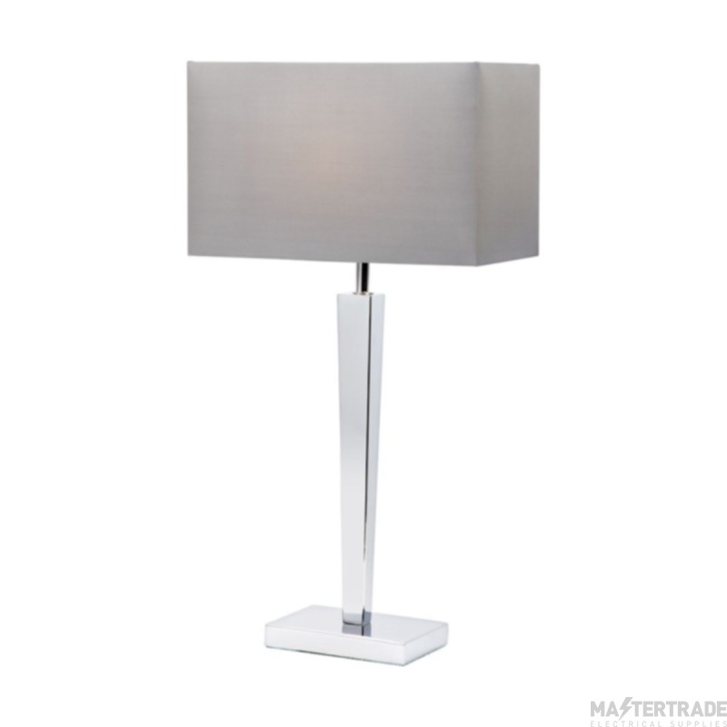 Endon Light Chrome Base Table Lamp With Fabric Shade