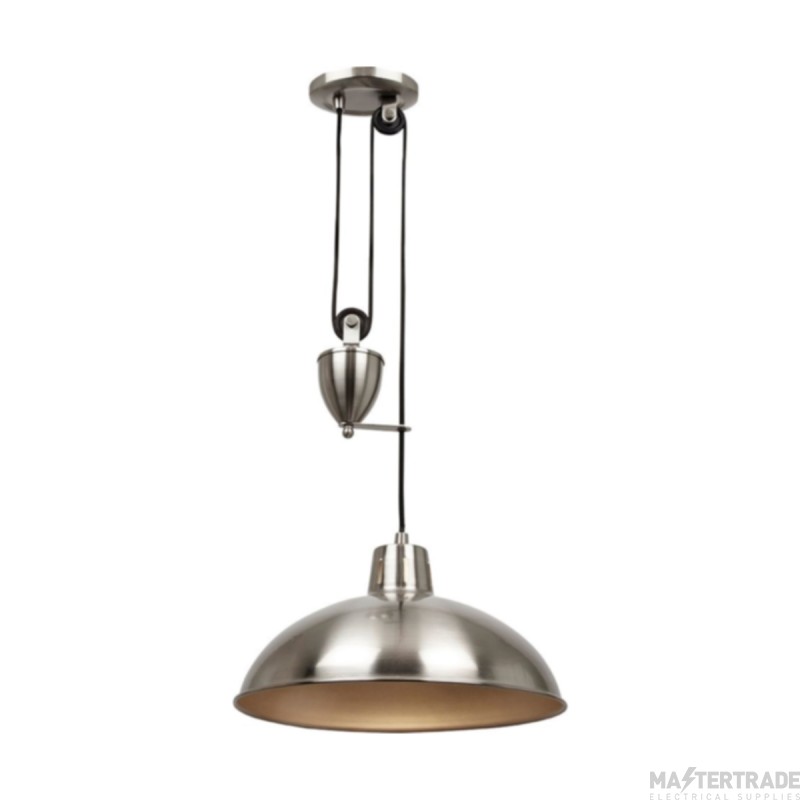 Endon Metal Rise And Fall Pendant Ceiling Light In Nickel