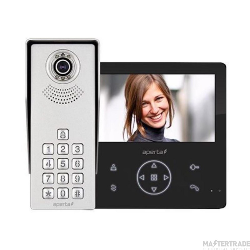 ESP APERTA Door Entry Kit Colour Video Black GUI Monitor c/w Keypad 7in