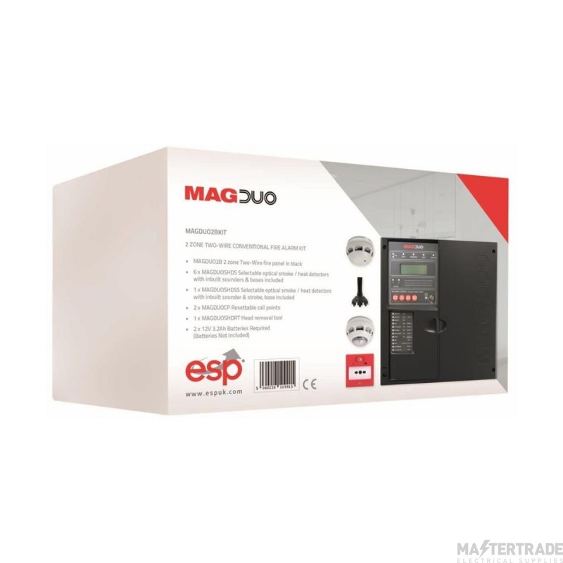 ESP MAGDUO Alarm Conventional Fire Kit 2 Zone Wire Black