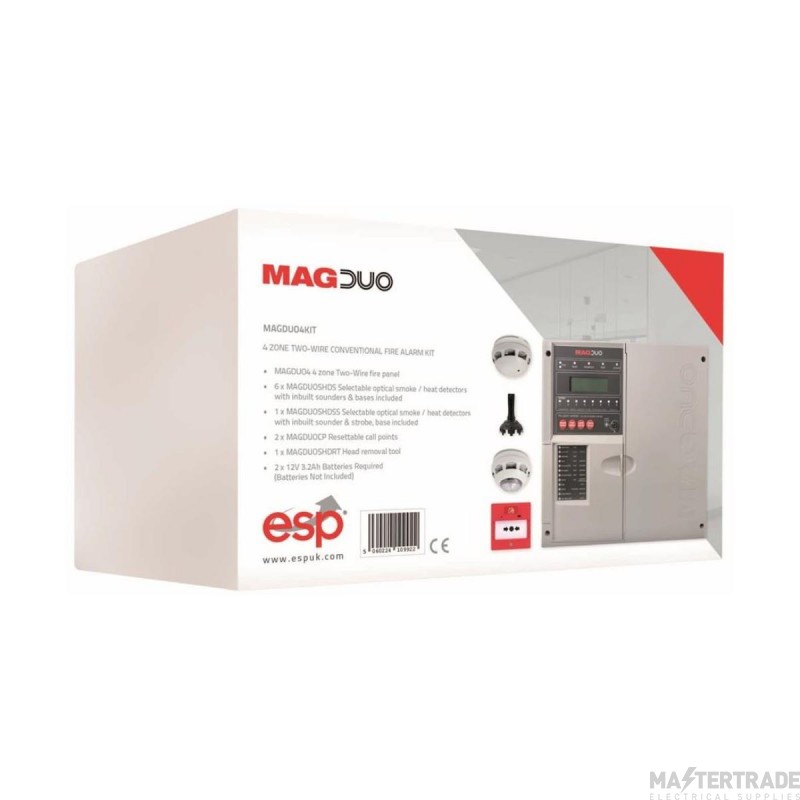 ESP MAGDUO Alarm Conventional Fire Kit 4 Zone 2 Wire Grey