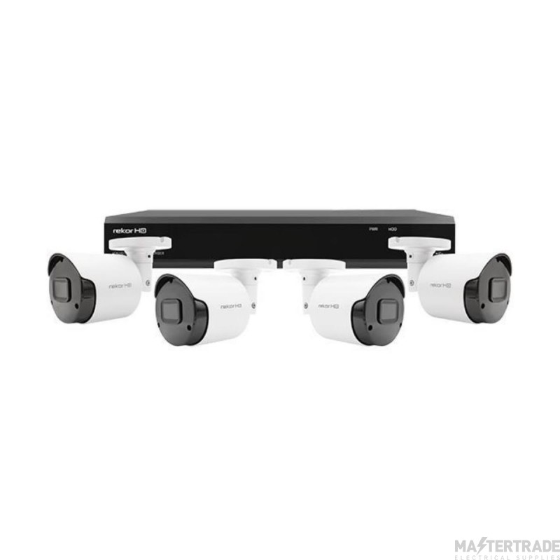 ESP REKORHD Camera 4x Bullet CCTV Kit c/w 8Ch HD DVR 1080P 2TB White