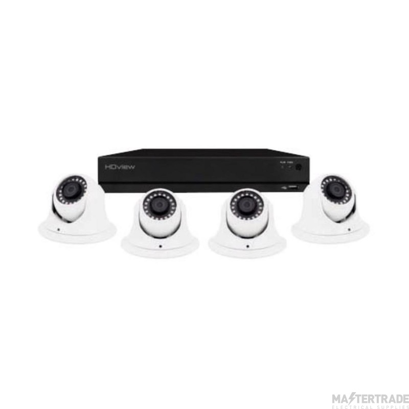 ESP HD-VIEW CCTV Kit 4 Channel c/w 4x Dome Cameras Super HD 4MP White