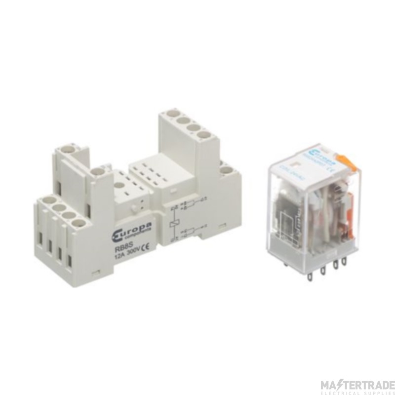 Europa Relay Miniature Industrial 8 Pin Plug In 2PCO 12A 12VDC