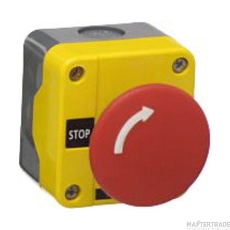 Europa Pushbutton Emergency Stop Enclosed Twist Release 1NC IP65 60mm Plastic
