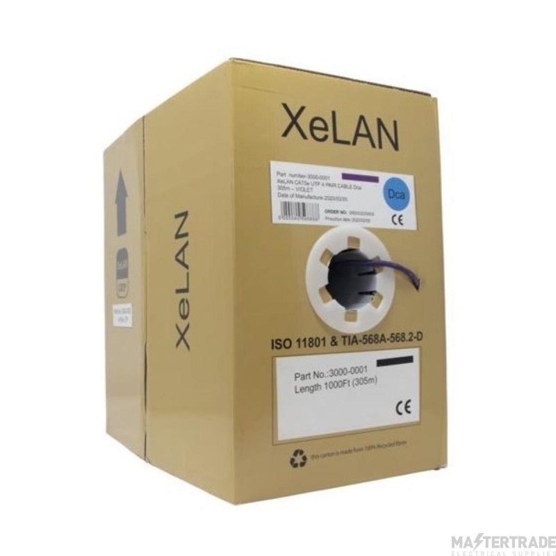 XeLAN CAT5E 4 Pair Unscreened DCA Cable 305M Violet LSOH