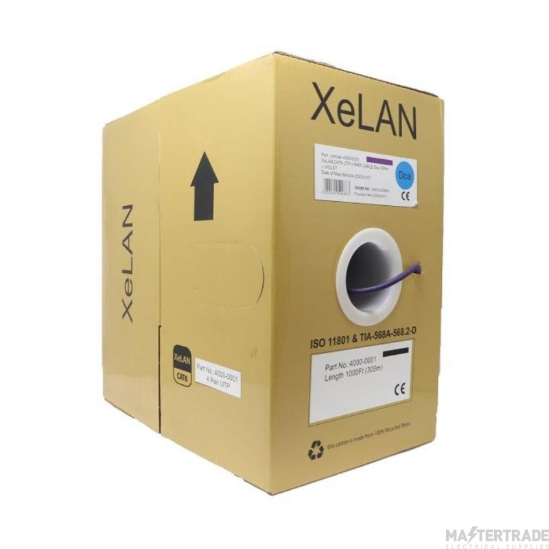 XeLAN CAT6 4 Pair Unscreened DCA Cable 305M Violet LSOH