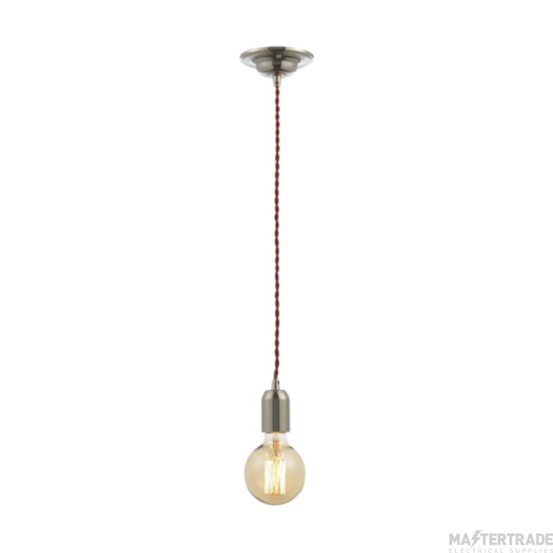 Forum Polished Nickel Inlight Red Twist Decorative Cable Set, E27, 42W
