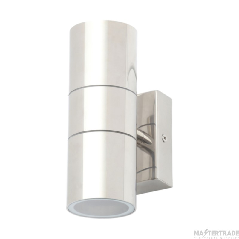 Forum Leto Polished Stainless Steel Up/Down Wall Light 2 x 35W GU10