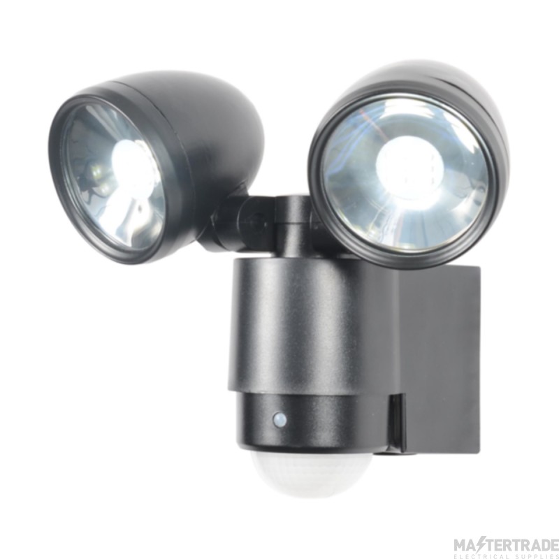 Forum Black Zinc Sirocco Outdoor LED Twinspot Floodlight & PIR, 2 x 3W, IP44