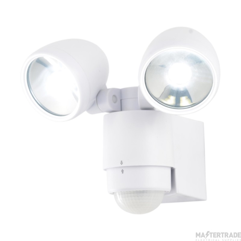 Forum White Zinc Sirocco Outdoor LED Twinspot Floodlight & PIR, 2 x 3W, IP44